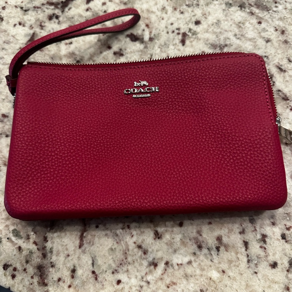 Coach Cherry Red Leather Wristlet